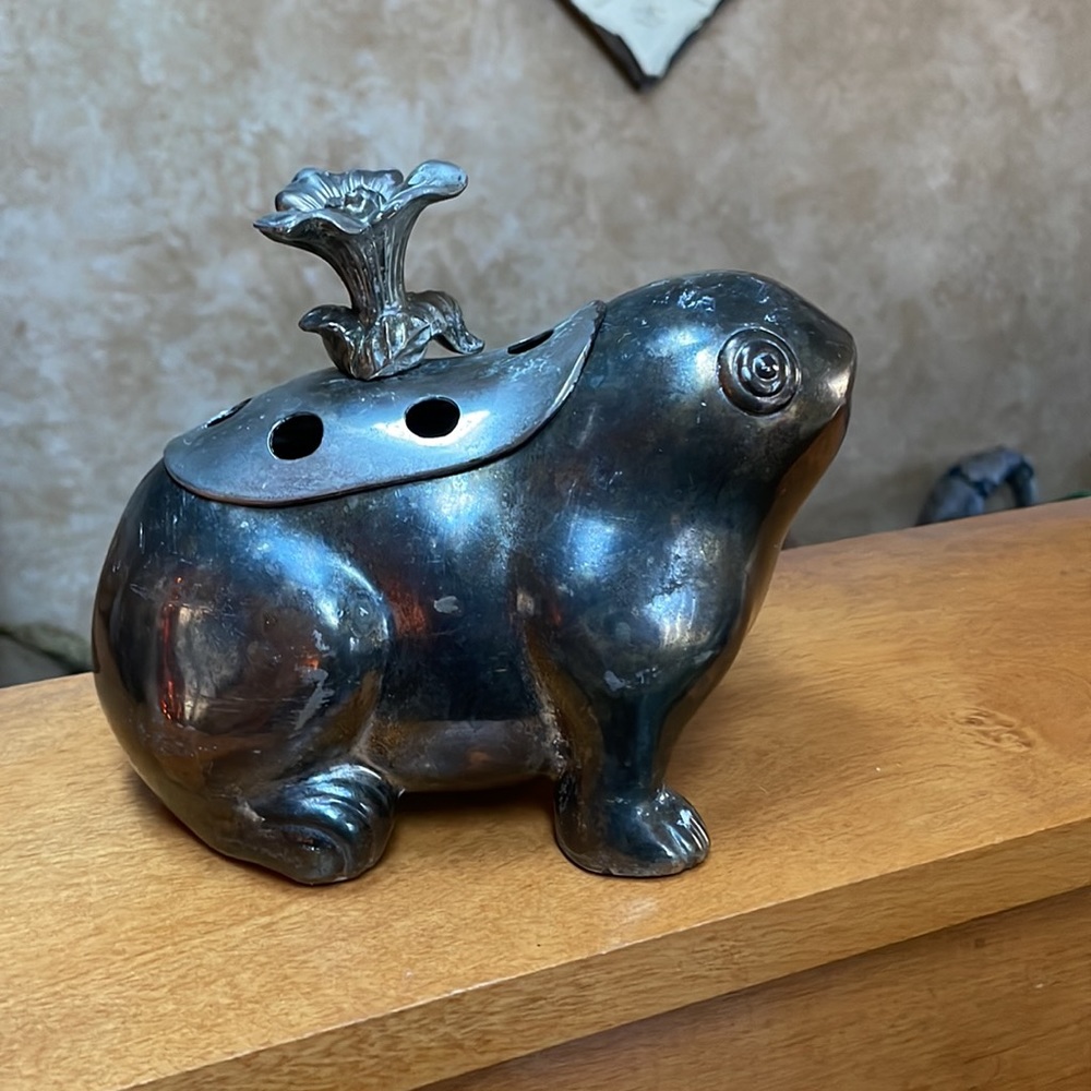 Vintage Silver Tone Frog Floral Frog - Picture 11 of 12